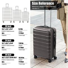 Coolife 20" Suitcase Carry-on Spinner with TSA Lock and USB Port - Lightweight Hardside Luggage - Silver