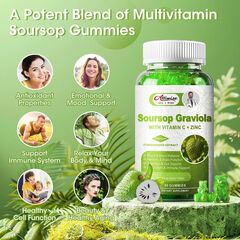 Alliwise Soursop Graviola Gummies | With Vitamin C & Zinc | Vegan & Gluten-Free