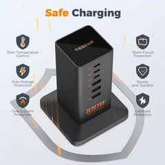 USB C Charger Blcok PD 100W, TESSAN 6-in-1 Charging Station for Multiple Devices, Desktop Tower Charger with 6 USB Ports for iPhone 16/15, MacBook, Tablet, Office Home Dorm Room Accessories