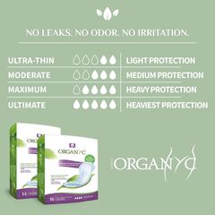 Organyc - 100% Organic Cotton Inside and Out Incontinence Pads for Bladder Leaks - Certified Odor Control, FSA/HSA Eligible, Moderate Flow, Regular Absorbency, 20 Count