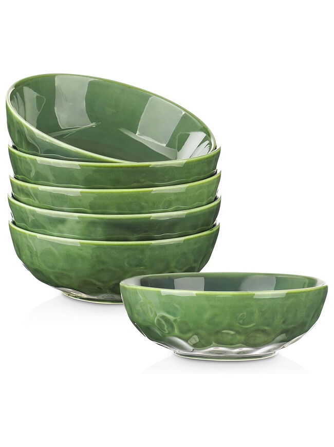 vicrays Ceramic Pasta Bowls Set, 32 Ounce Soup Bowls, Set of 6 (Green)