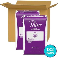 Poise Incontinence & Postpartum Pads for Bladder Leaks, 4 Drop Moderate Absorbency, Regular Length, 132 Count, Packaging May Vary