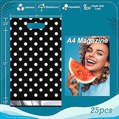 JinRuiKJ Poly Mailers with Handle 10x13 Inch 25 Pcs, Easy to Carry Packaging Bags for Small Business, Thank You Shipping Bags with Self Adhesive Strip, Tearproof and Waterproof - White Polka Dot