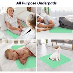 4 Pack 24” x 24” Extra Heavy Absorbency Washable Underpads, Waterproof Nursing Pads Incontinence Bed Pads, Reusable Washable Pee Pads for Dogs, Diaper Changing & Adults, Washable Puppy Pads