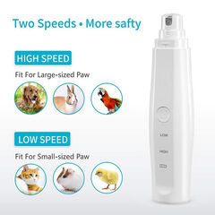 Dog Nail Grinder Upgraded Professional 2-Speed Rechargeable Electric Pet Nail Trimmer Painless Paws Grooming & Smoothing for Small Medium Large Dogs & Cats Nail Trim (White)