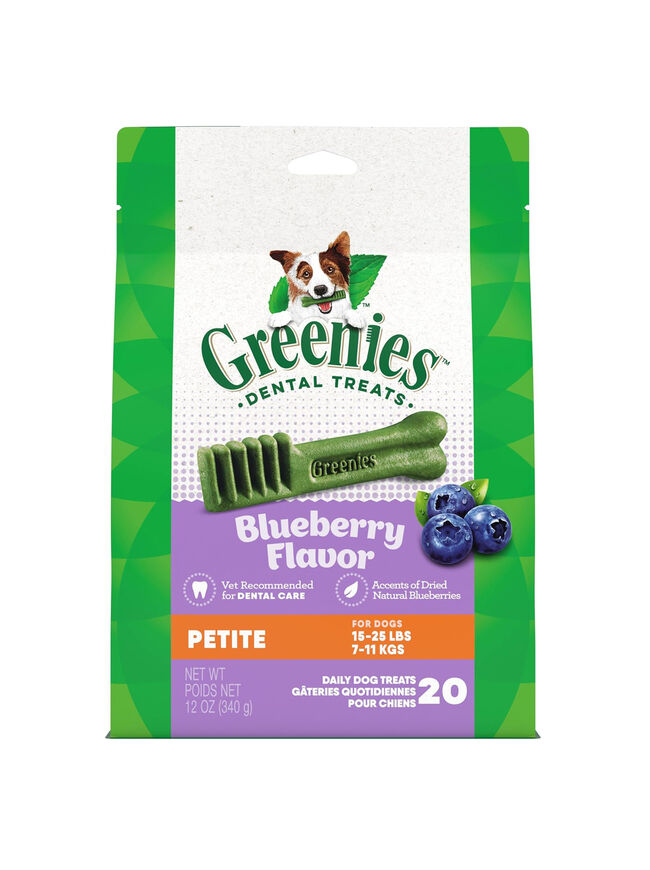 Greenies Petite Dental Dog Treats, Blueberry Flavor, 12 oz. Pack (20 Treats)