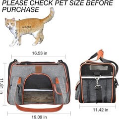 Purrpy Premium Cat Dog Carrier Airline Approved Soft Sided Pet Travel Bag, Car Seat Safe Carrier Deep Grey L
