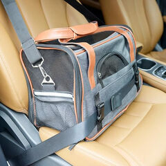 Purrpy Premium Cat Dog Carrier Airline Approved Soft Sided Pet Travel Bag, Car Seat Safe Carrier Deep Grey L
