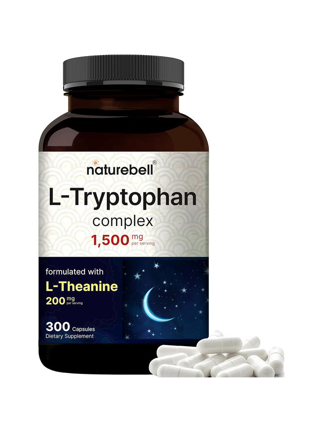 NatureBell L Tryptophan 1300mg with L Theanine 200mg, 300 Capsules