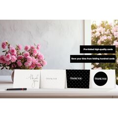 Thank you cards with kraft envelopes and stickers, pack of 100 psc, 4x6 inch, 4 designs, suitable for business, wedding, bridal & baby shower, funeral