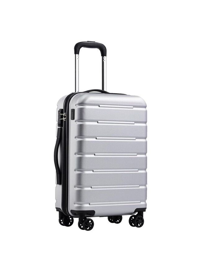 Coolife 20" Suitcase Carry-on Spinner with TSA Lock and USB Port - Lightweight Hardside Luggage - Silver