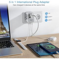 TESSAN Universal Travel Adapter, International Power Adapter with 4 USB Ports (1 USB C), Worldwide Plug Adaptor Wall Charger for USA to Europe UK France Germany Spain Ireland Australia(Type C/G/A/I)