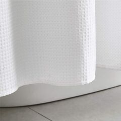 BEDSURE Fabric Shower Curtain White Waffle Weave Shower Curtain for Bathroom Waterproof Bathroom Curtain with 12 Hooks Machine Washable 72x72 Inch