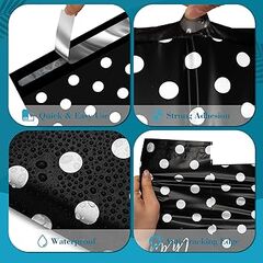 JinRuiKJ Poly Mailers with Handle 10x13 Inch 25 Pcs, Easy to Carry Packaging Bags for Small Business, Thank You Shipping Bags with Self Adhesive Strip, Tearproof and Waterproof - White Polka Dot