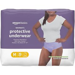 Amazon Basics Incontinence Underwear for Women, Protective, Disposable, Postpartum, Maximum Absorbency, Medium, Lavender, 20 Count