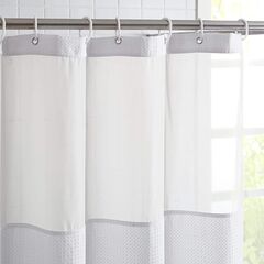 BEDSURE Fabric Shower Curtain White Waffle Weave Shower Curtain for Bathroom Waterproof Bathroom Curtain with 12 Hooks Machine Washable 72x72 Inch