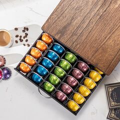 Flagship for Nespresso Pod Holder Vertuo Pod Drawer Coffee Pod Storage for Vertuo Pod with Elegant Wood Top(50 Pods Capacity)