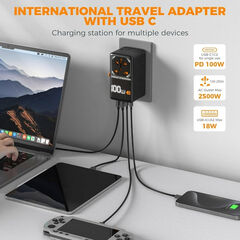 Tessan Universal Travel Adapter GaN 100W Worldwide Power Outlet Type C/G/A/I