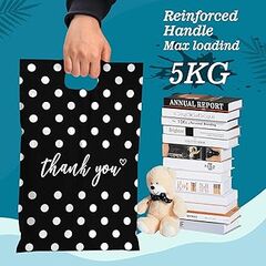 JinRuiKJ Poly Mailers with Handle 10x13 Inch 25 Pcs, Easy to Carry Packaging Bags for Small Business, Thank You Shipping Bags with Self Adhesive Strip, Tearproof and Waterproof - White Polka Dot