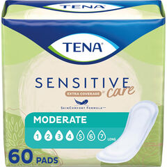 TENA Sensitive Care Extra Coverage Moderate Long Incontinence Pad, 60 Count
