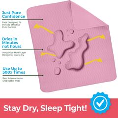 Utopia Bedding Washable Underpads 34" x 52" (Pack of 4), Waterproof Reusable Heavy Absorbency Incontinence Bed Pads for Adults, Kids, Elderly and Pets, Bedwetting Pads for Sofa and Couch (Pink)