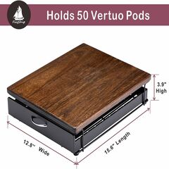 Flagship for Nespresso Pod Holder Vertuo Pod Drawer Coffee Pod Storage for Vertuo Pod with Elegant Wood Top(50 Pods Capacity)