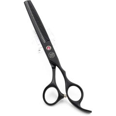 Moontay Professional 7.0" Dog Grooming Scissors Set, 4-pieces Straight, Upward Curved, Downward Curved, Thinning/Blending Shears for Dog, Cat and Pets, JP Stainless Steel, Black