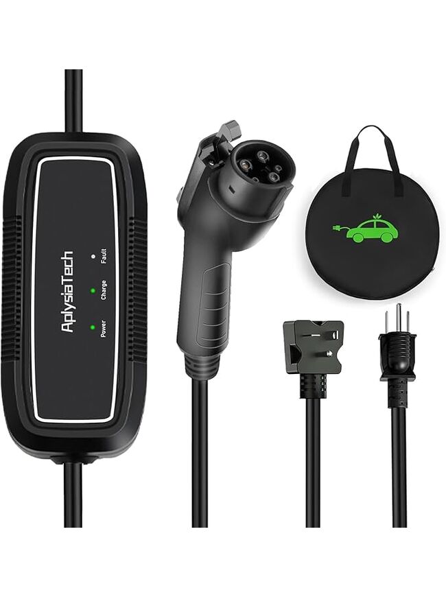 Level 1+2 EV Charger, 16Amp 110-240V, Portable SAE J1772 Electric Car Charger, Plug-in EV Charging Station for Home,21 Ft Level 2 Charger Cable NEMA 6-20Plug(Tesla Need Adapter)