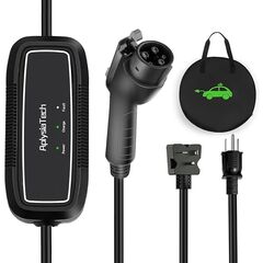Level 1+2 EV Charger, 16Amp 110-240V, Portable SAE J1772 Electric Car Charger, Plug-in EV Charging Station for Home,21 Ft Level 2 Charger Cable NEMA 6-20Plug(Tesla Need Adapter)