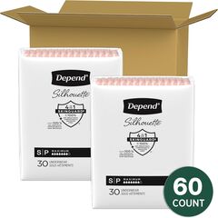 Depend Silhouette Adult Incontinence & Postpartum Bladder Leak Underwear for Women, Maximum Absorbency, Small, Pink, 60 Count (2 Packs of 30), Packaging May Vary