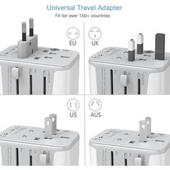 TESSAN Universal Travel Adapter, International Power Adapter with 4 USB Ports (1 USB C), Worldwide Plug Adaptor Wall Charger for USA to Europe UK France Germany Spain Ireland Australia(Type C/G/A/I)