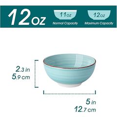 vancasso Bonita 12 Oz Small Bowls Set of 6, Ceramic Mini Dessert & Dipping Dishes, 5" Kids Bowls for Dip and Snacks, Dishwasher & Microwave Safe, Blue