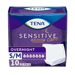 TENA Sensitive Care Overnight Incontinence Underwear for Women Small/Medium, 10 Count