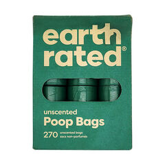 Earth Rated Dog Poop Bags with Handles Value Pack, Easy Tie and Guaranteed Leakproof, Unscented, 270 Handle Bags