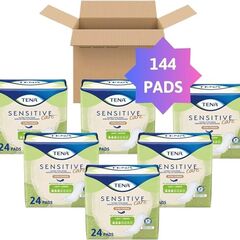 Tena Sensitive Care Ultra Thin Long Adult Incontinence Pads Extra Coverage Postpartum for Women, Light Absorbency, 144 Count