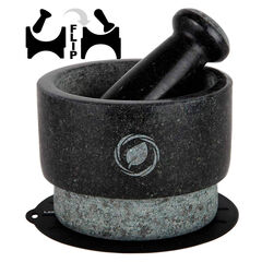 Mortar and Pestle Large Set - Laevo Black Granite Stone Spice Grinder, 2.1 Cup Capacity, 5.5 Inches - Reversible Molcajete Mexicano - Guacamole, Spices - Large Mortar and Pestles Set