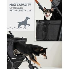 Zoosky Large Pet Stroller for Dogs Up to 66lbs - Black