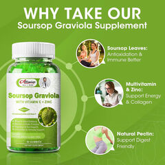 Alliwise Soursop Graviola Gummies | With Vitamin C & Zinc | Vegan & Gluten-Free