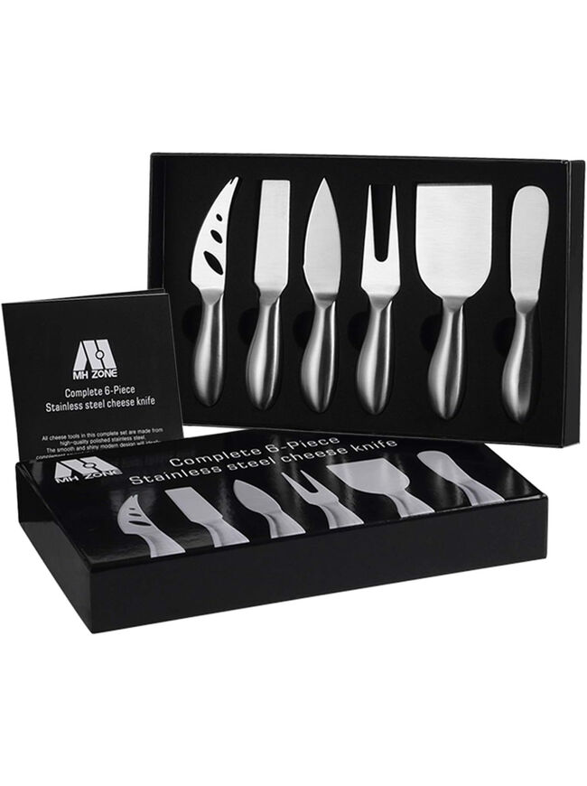 M MH ZONE Premium 6-Piece Cheese Knife Set Complete Stainless Steel Cheese Knives Gift Knives Sets Collection, Suit for the Wedding, Lover, Elders, Children and Friends