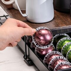 Flagship for Nespresso Pod Holder Vertuo Pod Drawer Coffee Pod Storage for Vertuo Pod with Elegant Wood Top(50 Pods Capacity)