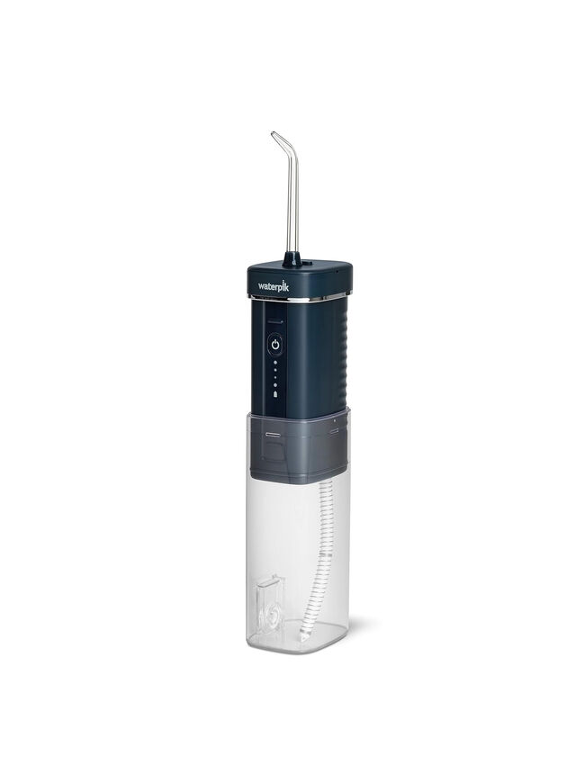 Waterpik Cordless Slide Professional Water Flosser, Portable Collapsible for Travel and Storage, with Travel Bag and 4 Tips, ADA Accepted, Rechargeable and Waterproof, Midnight Blue WF-17CD013-4