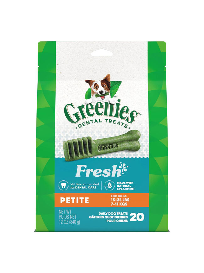 Greenies Petite Dental Dog Treats, Fresh Flavor, 12 oz. Pouch (20 Treats)