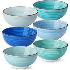 vancasso Bonita 12 Oz Small Bowls Set of 6, Ceramic Mini Dessert & Dipping Dishes, 5" Kids Bowls for Dip and Snacks, Dishwasher & Microwave Safe, Blue