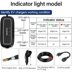 Level 1+2 EV Charger, 16Amp 110-240V, Portable SAE J1772 Electric Car Charger, Plug-in EV Charging Station for Home,21 Ft Level 2 Charger Cable NEMA 6-20Plug(Tesla Need Adapter)