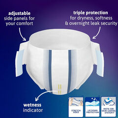 TENA ProSkin Overnight Protection Incontinence Briefs, L / XL, 12 Count