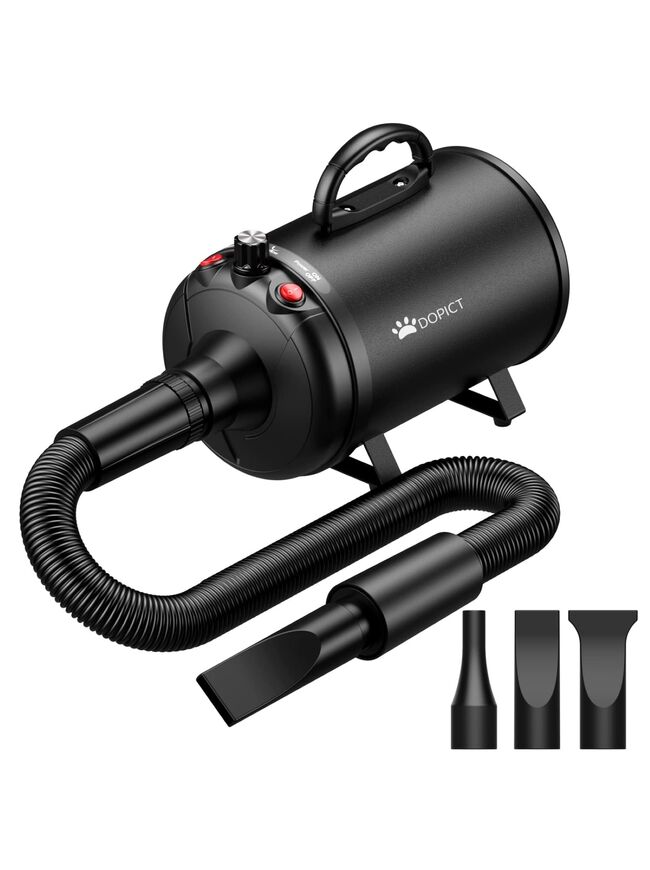 Pet Dryer, 5.2HP/3800W Pet Grooming with Adjustable Speed and Temperature Control Dog Blow Dryer, Pet Hair Dryer with 3 Nozzle
