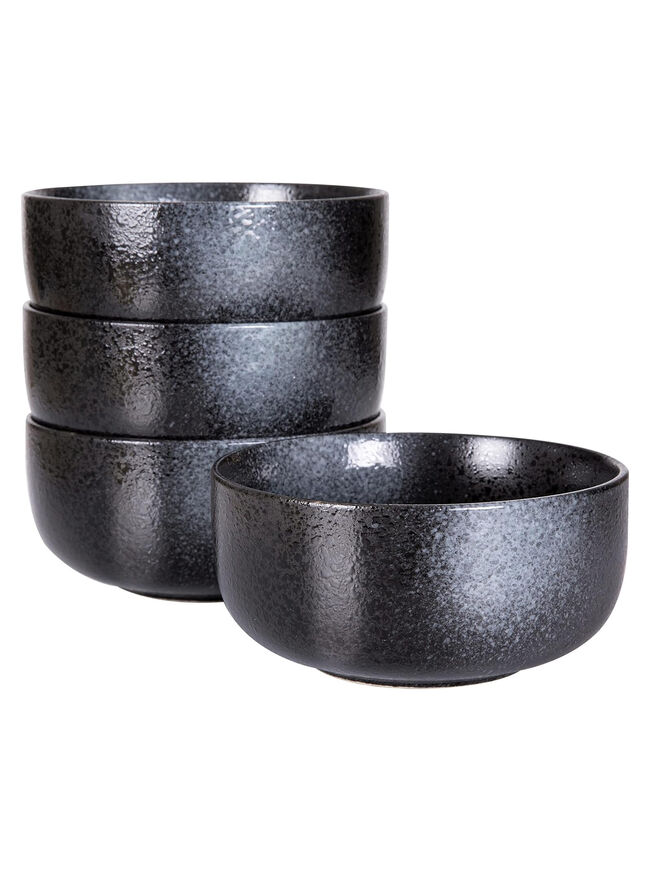S&Q'S CERAMICS Soup Bowls - 36 Ounce Ceramic Bowl Set, Kitchen Bowls for Large Cereal, Noodle, Soup, Breakfast, Microwave and Dishwasher Safe, [Set of 4], Black and Grey