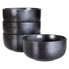 S&Q'S CERAMICS Soup Bowls - 36 Ounce Ceramic Bowl Set, Kitchen Bowls for Large Cereal, Noodle, Soup, Breakfast, Microwave and Dishwasher Safe, [Set of 4], Black and Grey