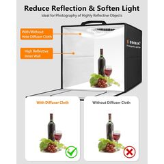 DUCLUS Light Box Photography 20" x 20", Large Portable Photo Studio Light Tent kit, Professional Dimmable Photo Booth with 216 LED Lights & 6 Backdrops for Jewelry and Food Items Product Photography