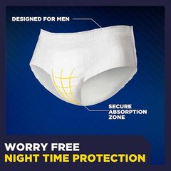 TENA Overnight Extra Coverage Incontinence Underwear for Men, Masculine Style and Discreet Cut Men's Underwear, Large/X-Large, 48 ct